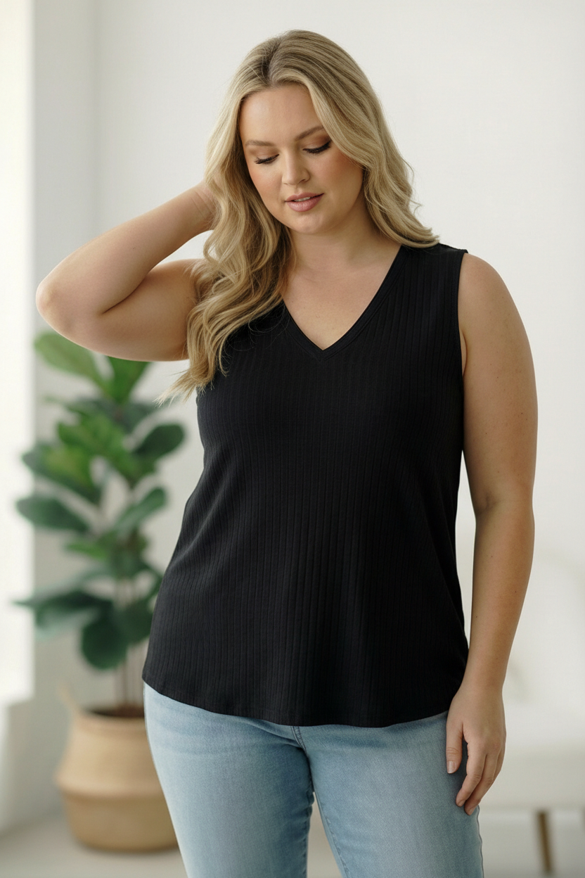 Plus Black Solid Tank