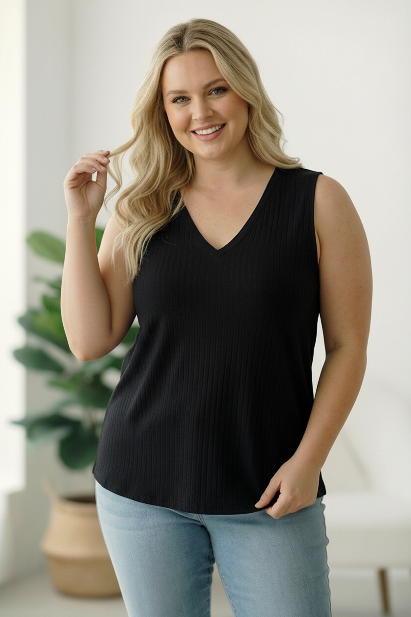 Plus Black Solid Tank