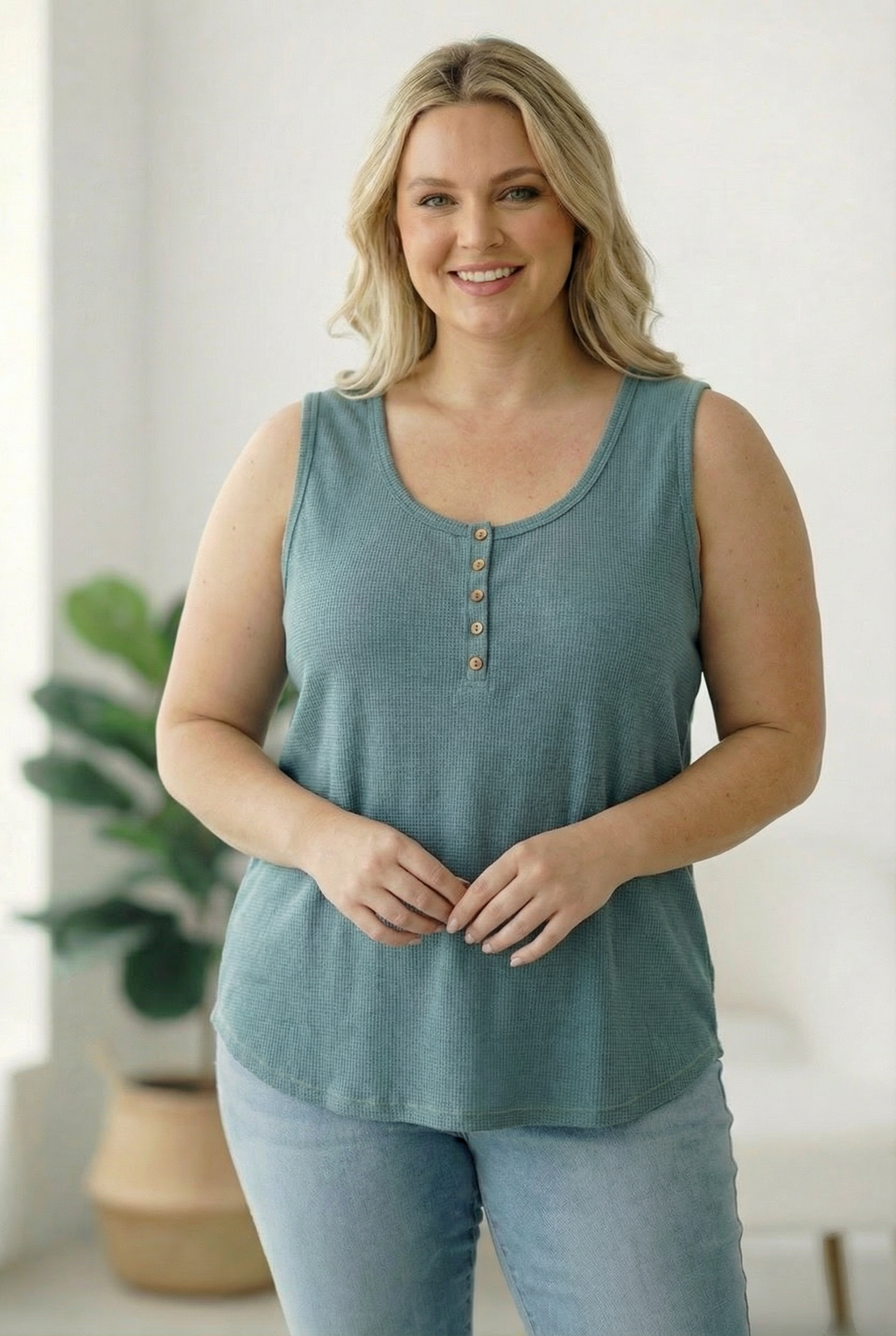 Plus Teal Thermal Button Tank