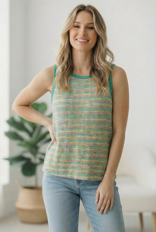 Plus Multi Jacquard Banded Tank