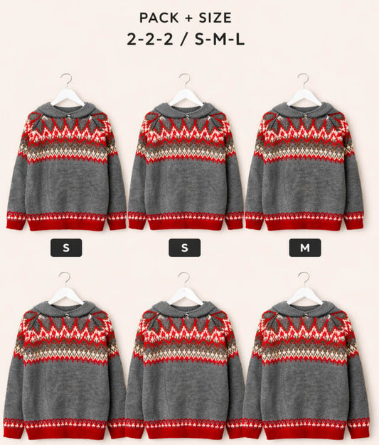 JACQUARD PULLOVER SWEATER KNIT TOP WITH HOODIE