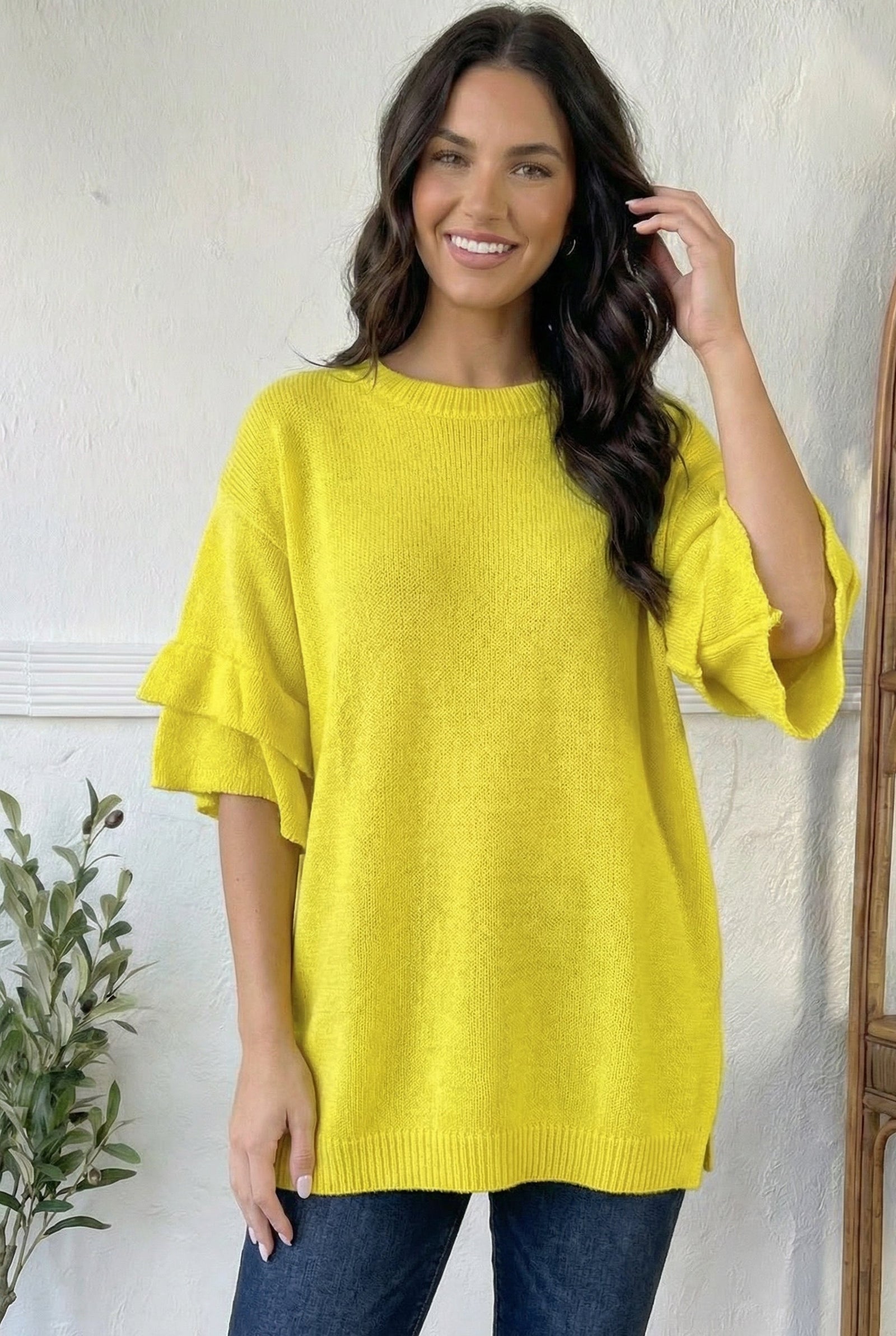 Yellow Layered Sleeve Blouse
