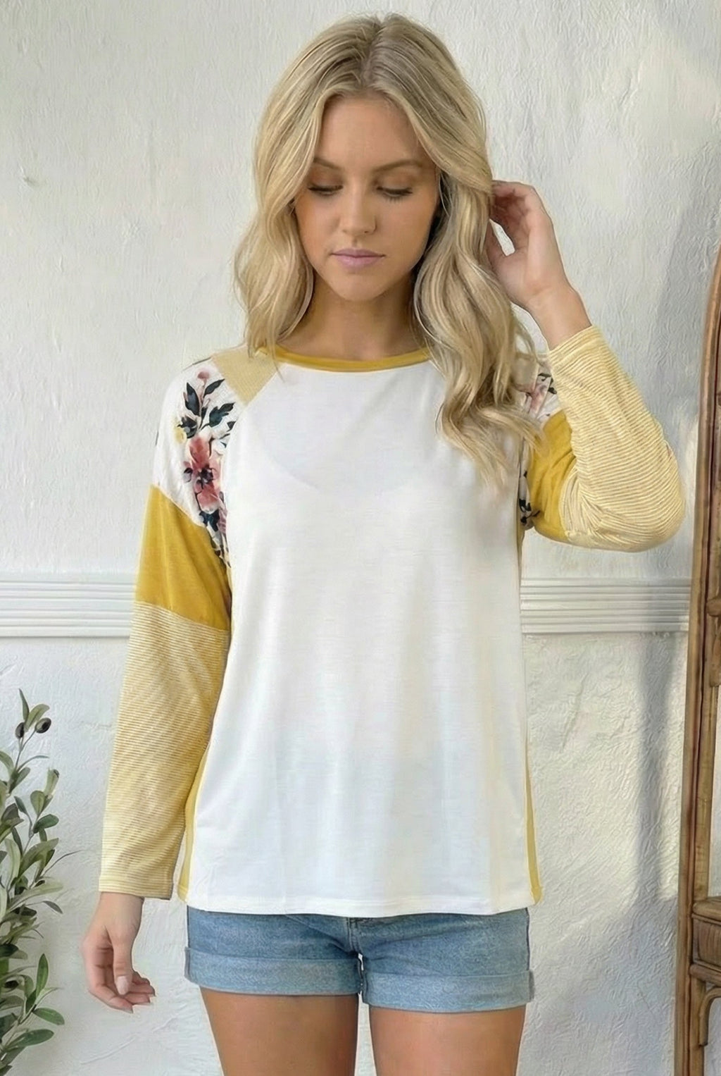 Ivory & Mustard Floral Top