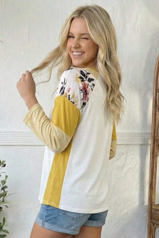 Ivory & Mustard Floral Top